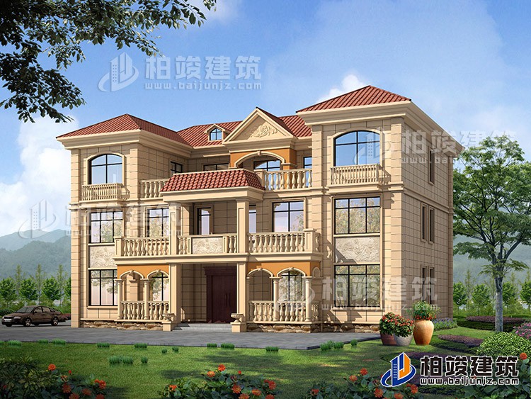 三层双拼农村房屋设计图纸，全套施工图及效果图BZ383-简欧风格