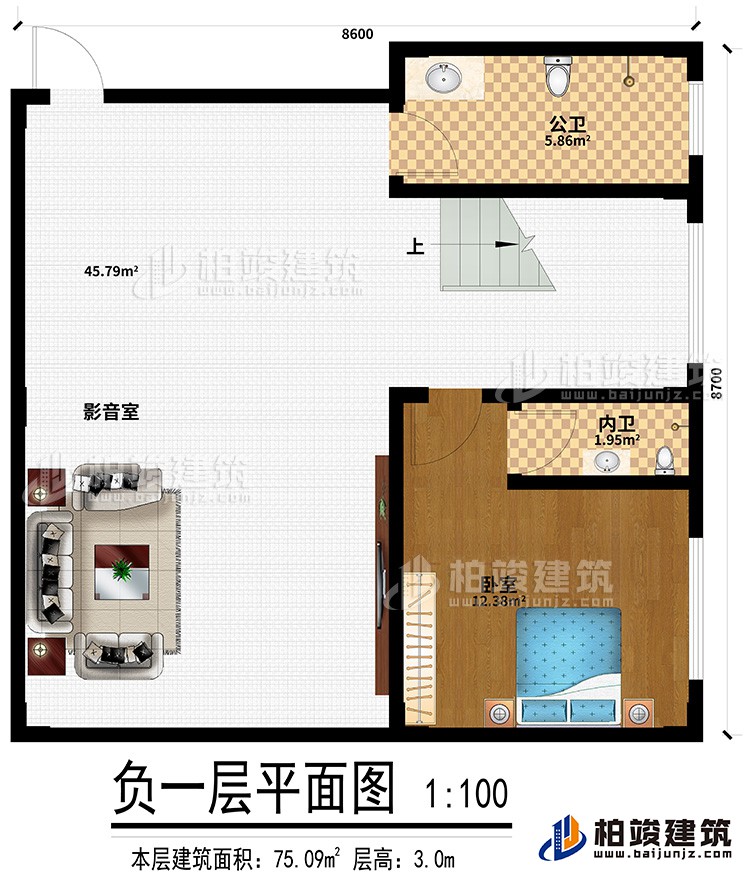 地下室：影音室、公卫、卧室、内卫