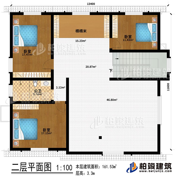 阁楼：榻榻米、3卧室、公卫